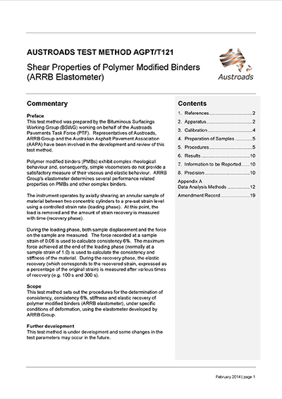 Cover of Shear Properties of Polymer Modified Binders (ARRB ELASTOMETER)