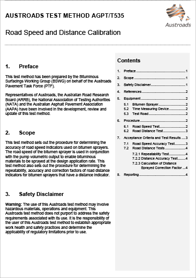 Cover of Road Speed and Distance Calibration