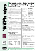 Cover of Sprayed Seals: Determining Sprayer Forward Speed