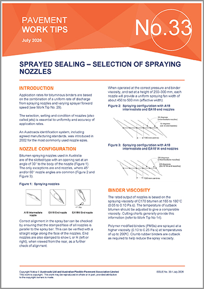 Cover of Sprayed Sealing: Selection of Spraying Nozzles