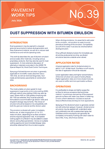 Cover of Dust Suppression with Bitumen Emulsion